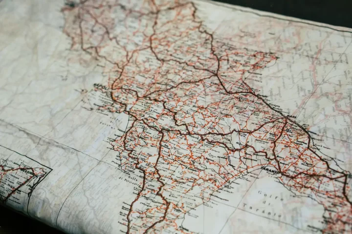 Mapa da Itália: Foto de um mapa italiano mostrando a região próxima de Nápoles