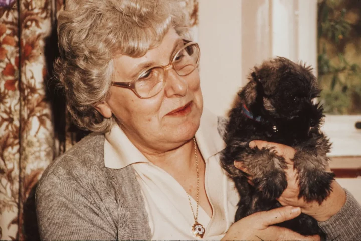 minha bisavó era italiana tenho direito a cidadania: Foto de uma senhora idosa com um cachorro